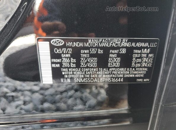 5NMS5DAL8PH516644 2023 HYUNDAI SANTA FE CALLIGRAPHY Black VIN կոդի պիտակի տեսք