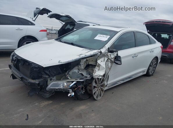 5NPE34AF2GH434117 2016 HYUNDAI SONATA White წინა მარცხენა ხედი სამი მეოთხედიდან