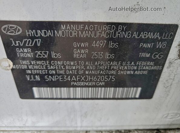 5NPE34AFXJH620575 2018 HYUNDAI SONATA White 