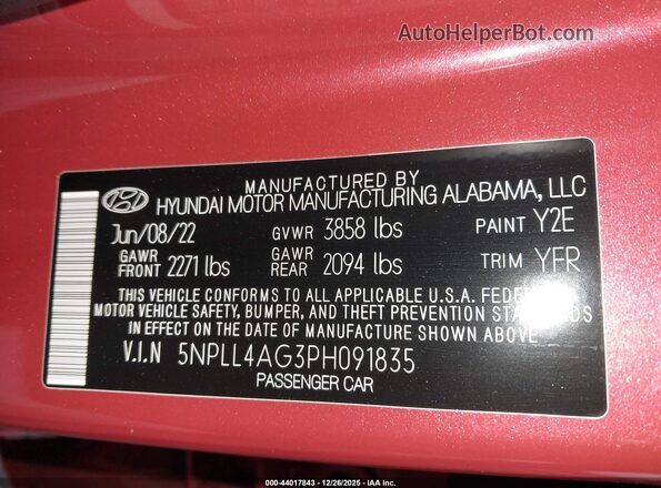 5NPLL4AG3PH091835 2023 HYUNDAI ELANTRA Red Շարժիչի բաժամունքի տեսք