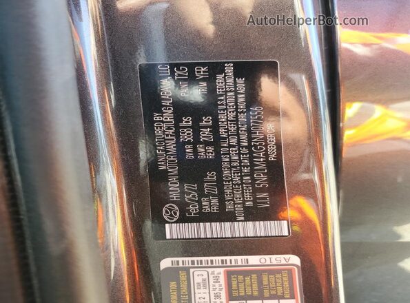 5NPLM4AG3NH077556 2022 HYUNDAI ELANTRA Серый Вид подкапотного пространства