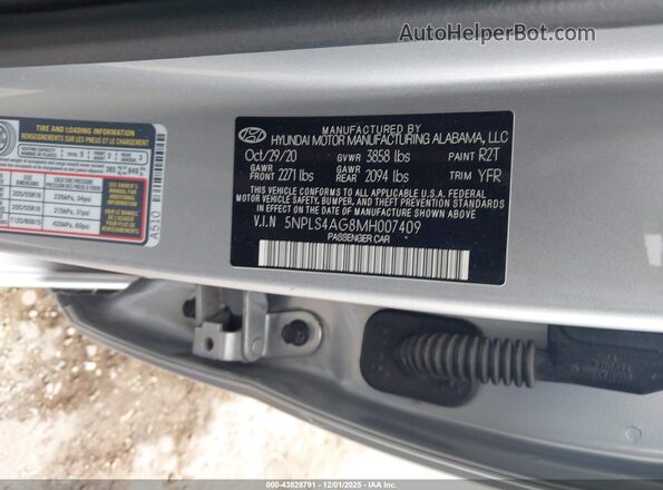 5NPLS4AG8MH007409 2021 HYUNDAI ELANTRA Silver Շարժիչի բաժամունքի տեսք