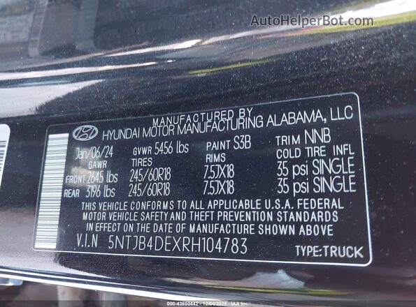 5NTJB4DEXRH104783 2024 HYUNDAI SANTA CRUZ Black Vista del compartimento del motor