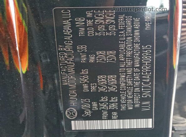 5NTJC4AE9RH089615 2024 HYUNDAI SANTA Black Vista del compartimento del motor