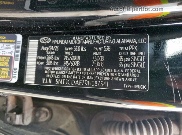5NTJCDAE7RH087541 2024 HYUNDAI SANTA Black Вид підкапотного простору
