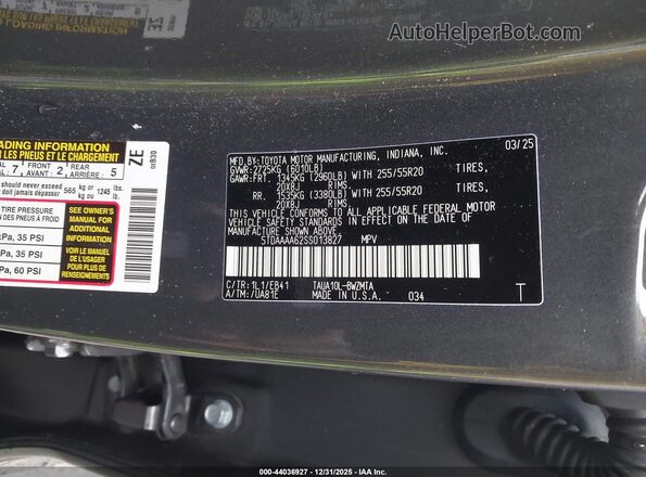 5TDAAAA62SS013827 2025 LEXUS TX 350 Серый Вид подкапотного пространства