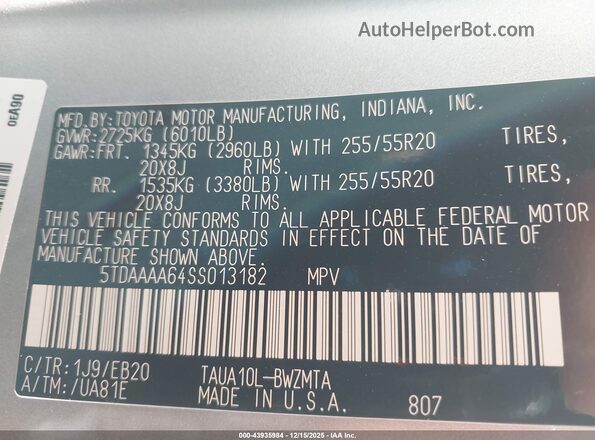 5TDAAAA64SS013182 2025 LEXUS TX 350 Silver Vista del compartimento del motor