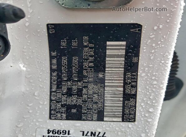 5TDBY5G10JS158737 2018 TOYOTA SEQUOIA White VIN კოდის სტიკერის ხედი