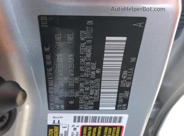 5TDCZRBH6LS504709 2020 TOYOTA HIGHLANDER Silver VIN sticker view