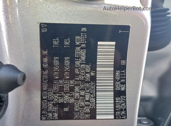 5TDJGRFH5JS038291 2018 TOYOTA HIGHLANDER HYBRID Silver 
