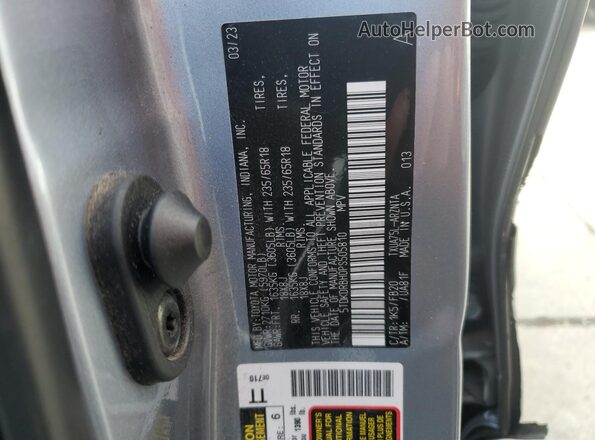 5TDKDRBH0PS505810 2023 TOYOTA HIGHLANDER Blue Вид наклейки з VIN-кодом
