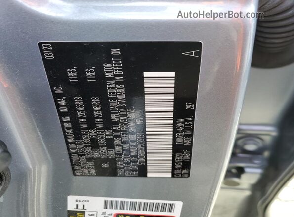 5TDKDRBHXPS029131 2023 TOYOTA HIGHLANDER Silver Vista de la etiqueta del VIN