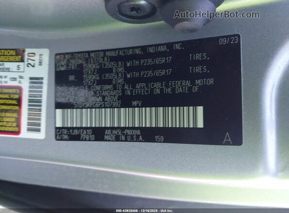5TDYSKFC6PS107992 2023 TOYOTA LE Gray Engine compartment view