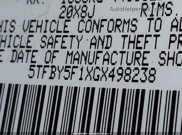 5TFBY5F1XGX498238 2016 TOYOTA LIMITED Gray Engine compartment view