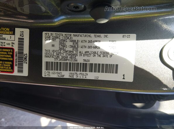 5TFJA5DB0PX121266 2023 TOYOTA LIMITED Gray 