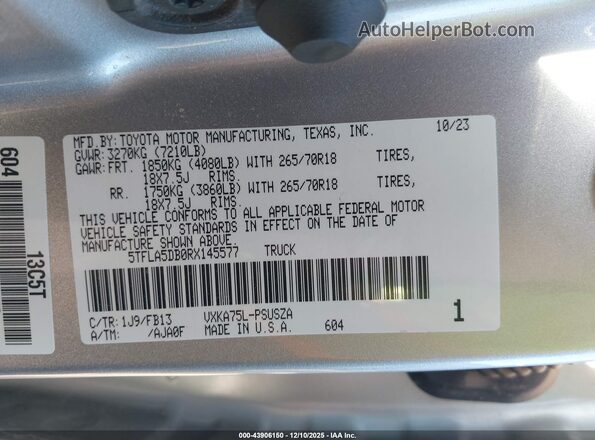 5TFLA5DB0RX145577 2024 TOYOTA TUNDRA Серебряный Вид подкапотного пространства