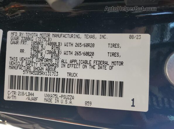 5TFMA5DB5RX131713 2024 TOYOTA TUNDRA Black Engine compartment view