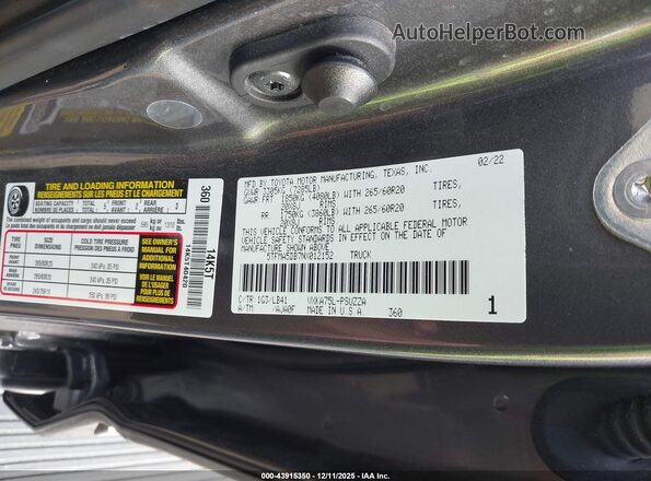 5TFMA5DB7NX012152 2022 TOYOTA TUNDRA Серебряный Вид подкапотного пространства