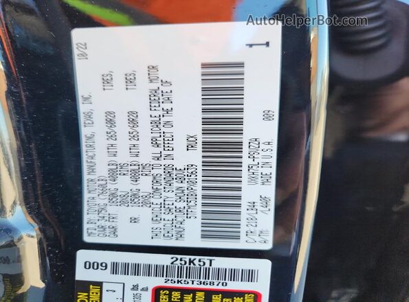 5TFMC5DBXPX015639 2023 TOYOTA TUNDRA Black Widok komory silnika