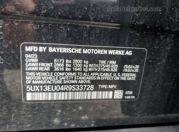 5UX13EU04R9S33728 2024 BMW X5 Black სალონის 360-გრადუსიანი ხედი