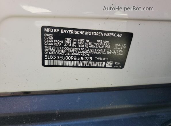 5UX23EU00R9U06228 2024 BMW X5 White Engine compartment view