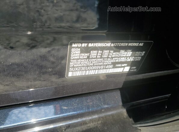 5UX23EU00R9V81496 2024 BMW X5 Blue Engine compartment view