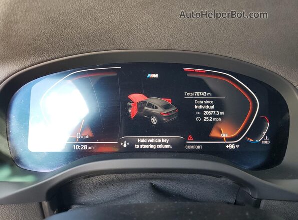 5UX2V1C03L9D42099 2020 BMW X4 Red Вид щитка приладів