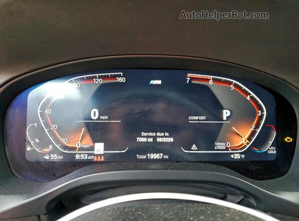 5UX33DT01P9T04319 2023 BMW X4 White Instrument cluster view