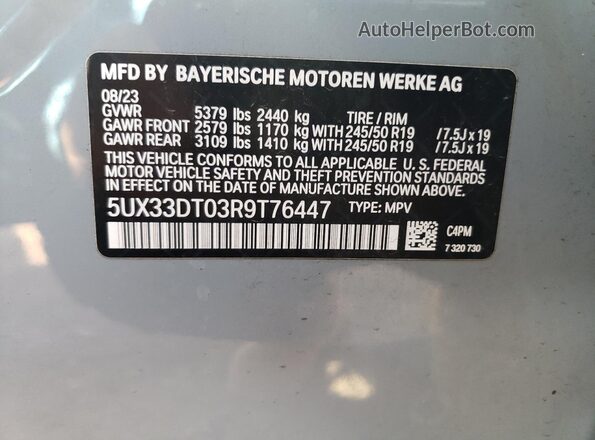 5UX33DT03R9T76447 2024 BMW X4 Серый Вид подкапотного пространства