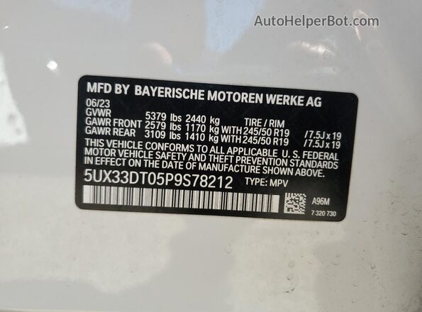 5UX33DT05P9S78212 2023 BMW X4 White ძრავის განყოფილების ხედი