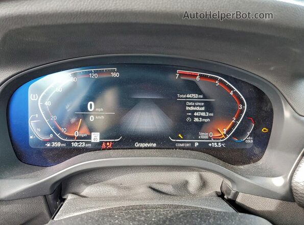5UX33DT08N9L26010 2022 BMW X4 Blue Вид щитка приладів