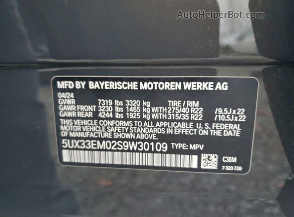 5UX33EM02S9W30109 2025 BMW X7 Gray Vista interior de 360 grados