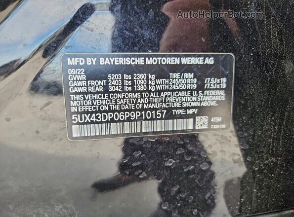 5UX43DP06P9P10157 2023 BMW X3 Black Widok wnętrza 360 stopni