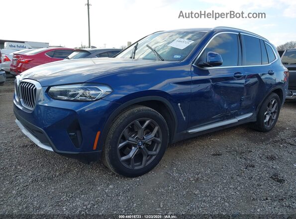 5UX43DP09N9N42642 2022 BMW X3 Синий Передняя левая четверть