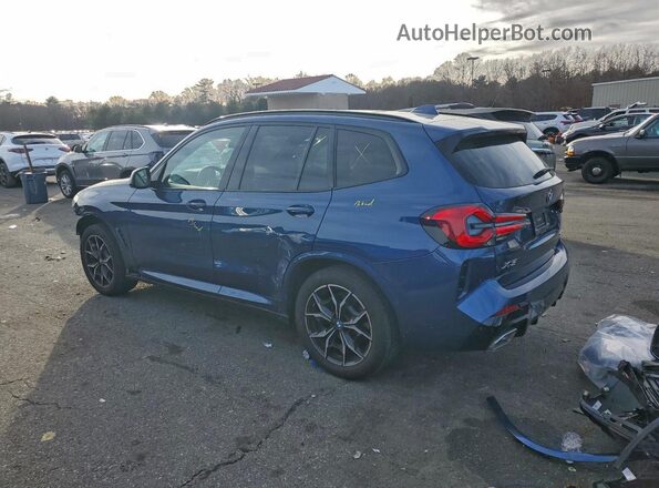 5UX53DP08N9J31592 2022 BMW X3 Blue Trasero izquierdo