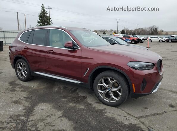 5UX53DP08N9K62621 2022 BMW X3 Maroon Przód prawy