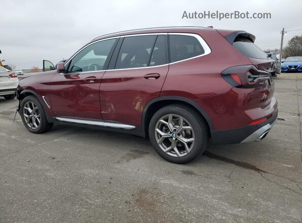 5UX53DP08N9K62621 2022 BMW X3 Maroon Tył lewy
