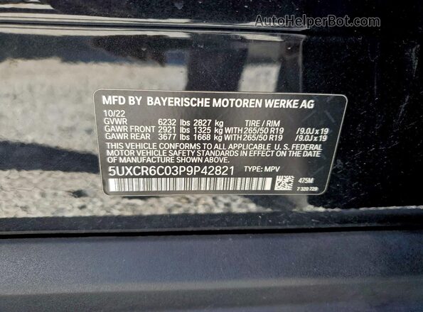 5UXCR6C03P9P42821 2023 BMW X5 Черный Вид наклейки с VIN-кодом