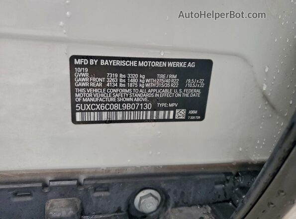 5UXCX6C08L9B07130 2020 BMW X7 White Widok wnętrza 360 stopni