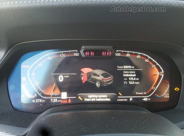 5UXCY6C07N9L72635 2022 BMW X6 Black Instrument cluster view