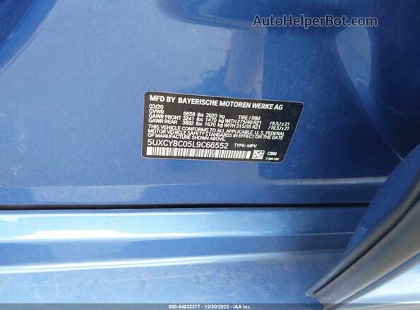 5UXCY8C05L9C66552 2020 BMW X6 Blue Вид підкапотного простору