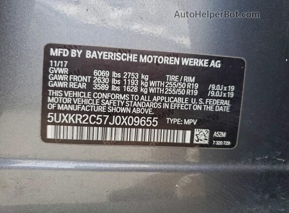 5UXKR2C57J0X09655 2018 BMW X5 Gray 