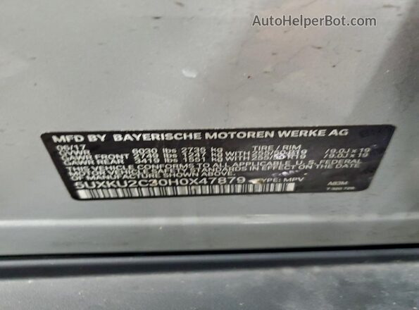 5UXKU2C30H0X47879 2017 BMW X6 Silver 
