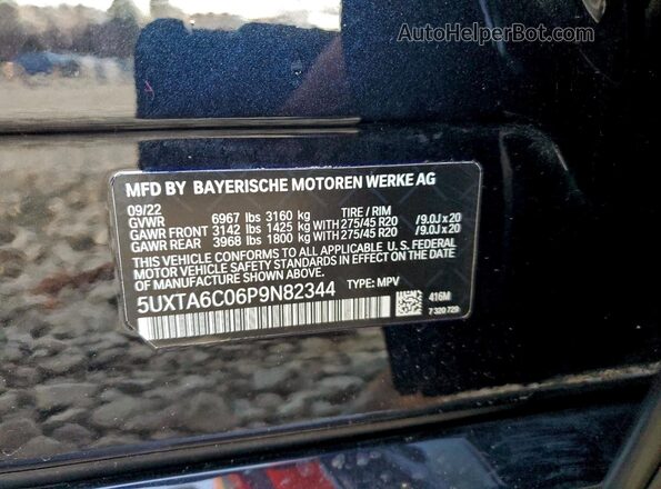 5UXTA6C06P9N82344 2023 BMW X5 Black VIN sticker view