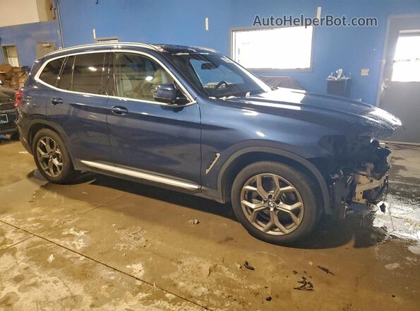 5UXTY5C02L9D28505 2020 BMW X3 Blue Передня права чверть