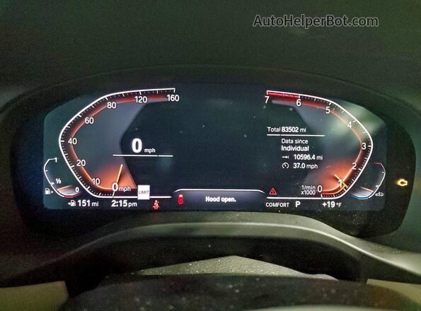 5UXTY5C02L9D28505 2020 BMW X3 Blue Вид щитка приладів