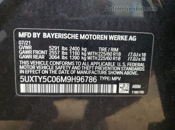 5UXTY5C06M9H96786 2021 BMW X3 Угольный 