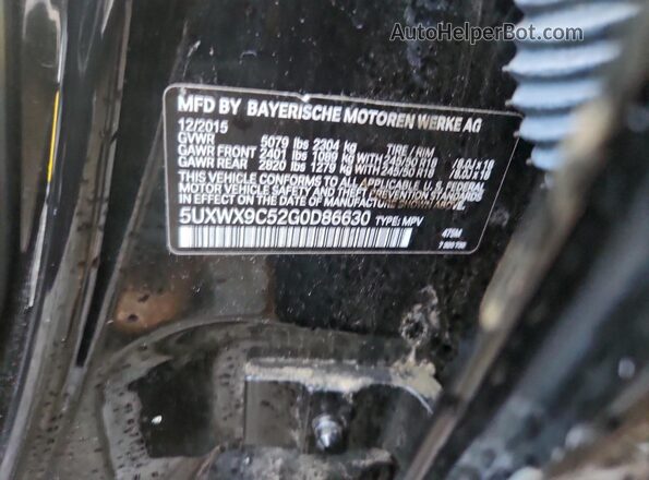 5UXWX9C52G0D86630 2016 BMW X3 Black Vista de la etiqueta del VIN