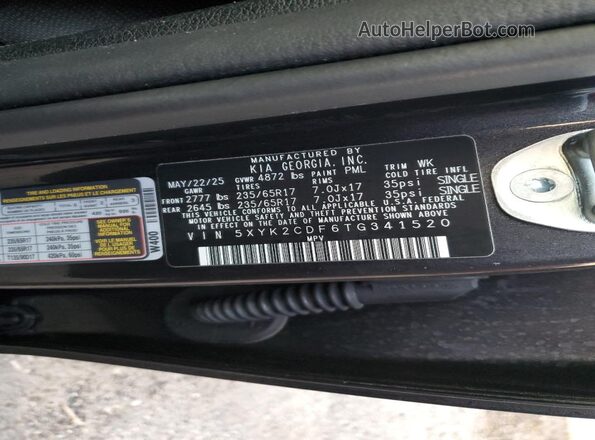 5XYK2CDF6TG341520 2026 KIA SPORTAGE Black VIN կոդի պիտակի տեսք