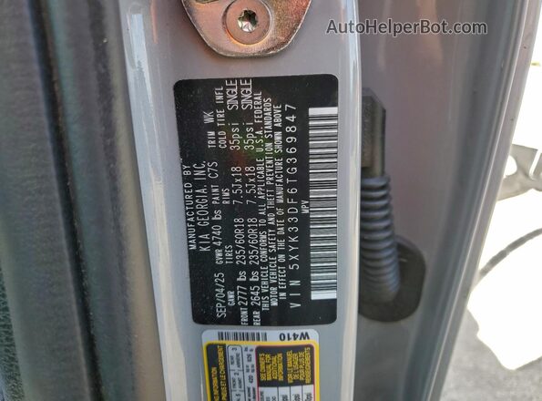 5XYK33DF6TG369847 2026 KIA SPORTAGE Gray Vista de la etiqueta del VIN